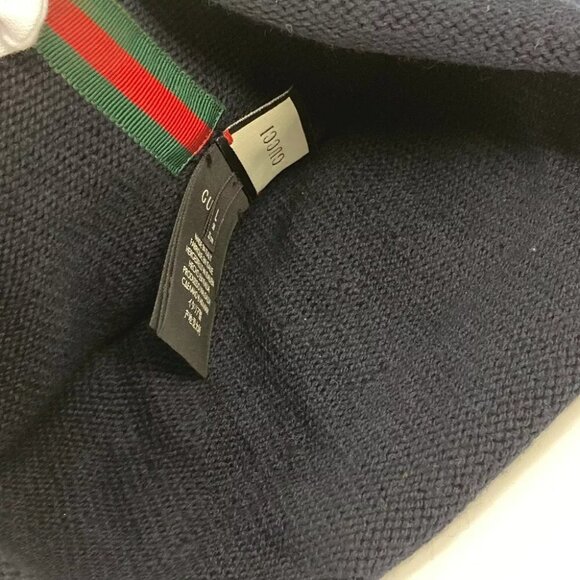 GUCCI Sequin Love logo LOVED beanie hat knit hat knit cap Knit hat wool Navy main image 5